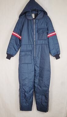 Vintage JC Penny Snowmobile Apparel blue snowsuit size 12/14 womens Retro Active